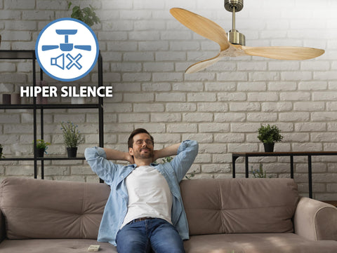 Ventilador de techo Reversible Termostato Wifi Motor DC Techos Inclinados Mando a Distancia Hypersilence Memoria FullWood 2