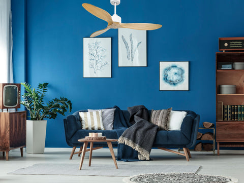 Ventilador de techo Reversible Termostato Wifi Motor DC Techos Inclinados Mando a Distancia Hypersilence Memoria FullWood 7