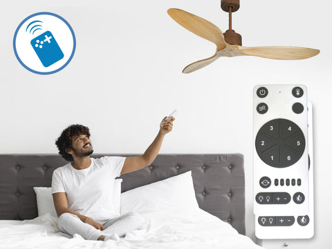 Ventilador de techo Reversible Termostato Wifi Motor DC Techos Inclinados Mando a Distancia Hypersilence Memoria FullWood 4