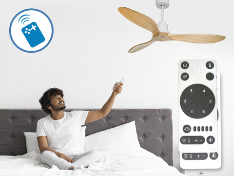 Ventilador de techo Reversible Termostato Wifi Motor DC Techos Inclinados Mando a Distancia Hypersilence Memoria FullWood 5