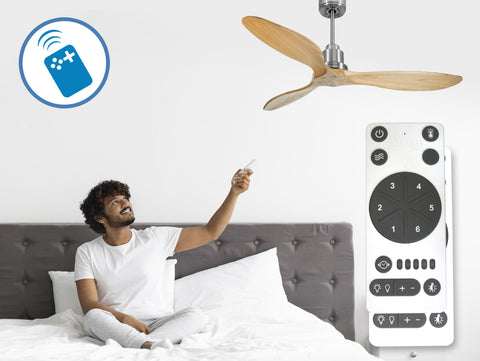Ventilador de techo Reversible Termostato Wifi Motor DC Techos Inclinados Mando a Distancia Hypersilence Memoria FullWood 4