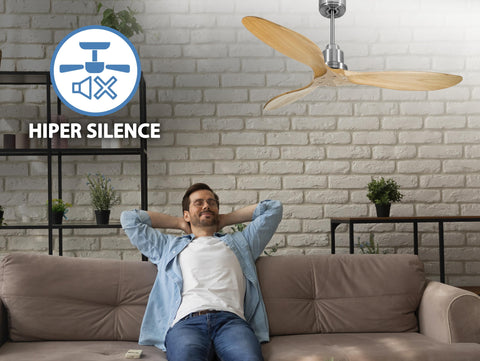 Ventilador de techo Reversible Termostato Wifi Motor DC Techos Inclinados Mando a Distancia Hypersilence Memoria FullWood 5