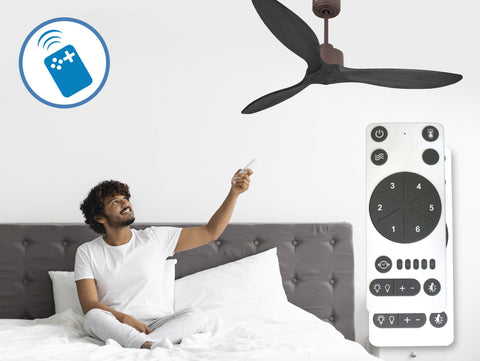 Ventilador de techo Reversible Termostato Wifi Motor DC Techos Inclinados Mando a Distancia Hypersilence Memoria FullWood 4