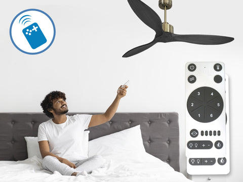 Ventilador de techo Reversible Termostato Wifi Motor DC Techos Inclinados Mando a Distancia Hypersilence Memoria FullWood 5