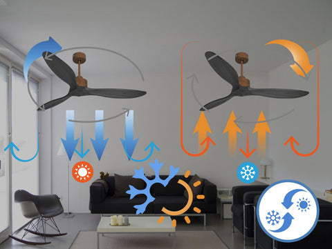 Ventilador de techo Reversible Termostato Wifi Motor DC Techos Inclinados Mando a Distancia Hypersilence Memoria FullWood 2