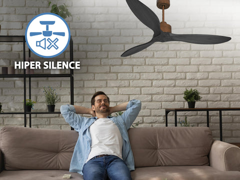 Ventilador de techo Reversible Termostato Wifi Motor DC Techos Inclinados Mando a Distancia Hypersilence Memoria FullWood 3