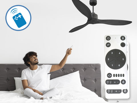 Ventilador de techo Reversible Termostato Wifi Motor DC Techos Inclinados Mando a Distancia Hypersilence Memoria FullWood 5