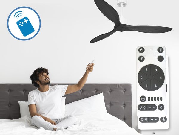 Ventilador de techo Reversible Termostato Wifi Motor DC Techos Inclinados Mando a Distancia Hypersilence Memoria FullWood 2