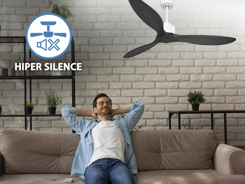 Ventilador de techo Reversible Termostato Wifi Motor DC Techos Inclinados Mando a Distancia Hypersilence Memoria FullWood 3