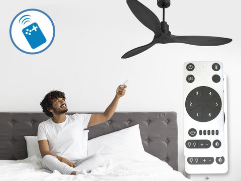 Ventilador de techo Reversible Termostato Wifi Motor DC Techos Inclinados Mando a Distancia Hypersilence Memoria FullWood 5