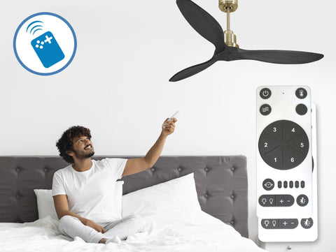 Ventilador de techo Reversible Termostato Wifi Motor DC Techos Inclinados Mando a Distancia Hypersilence Memoria FullWood 5