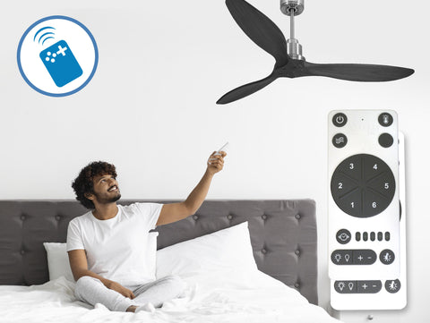 Ventilador de techo Reversible Termostato Wifi Motor DC Techos Inclinados Mando a Distancia Hypersilence Memoria FullWood 4