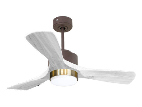 Ventilador de techo Reversible Termostato Dimable Wifi Motor DC Techos Inclinados Mando a Distancia Luz tres tonos Hypersilence Memoria
