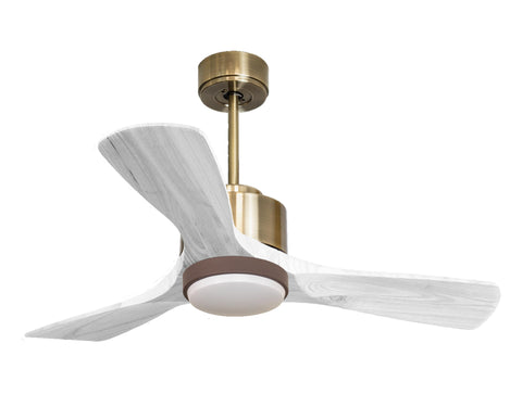 Ventilador de techo Modo Invierno/Verano Termostato Dimable Wifi Motor DC Techos Inclinados Mando a Distancia Luz tres tonos Hypersilence Memoria