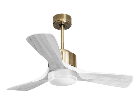 Ventilador de techo Modo Invierno/Verano Termostato Dimable Wifi Motor DC Techos Inclinados Mando a Distancia Luz tres tonos Hypersilence Memoria