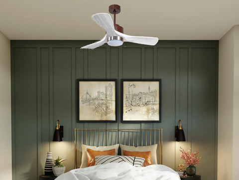 Ventilador de techo Modo Invierno/Verano Termostato Dimable Wifi Motor DC Techos Inclinados Mando a Distancia Luz tres tonos Hypersilence Memoria