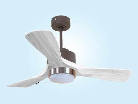 Ventilador de techo Modo Invierno/Verano Termostato Dimable Wifi Motor DC Techos Inclinados Mando a Distancia Luz tres tonos Hypersilence Memoria