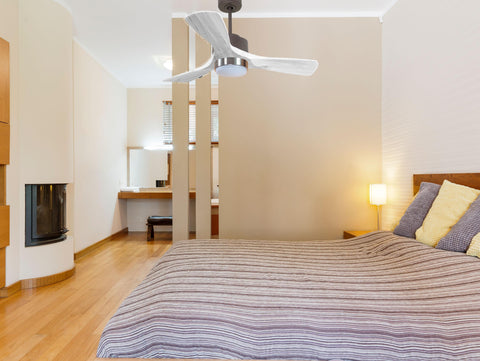 Ventilador de techo Modo Invierno/Verano Termostato Dimable Wifi Motor DC Techos Inclinados Mando a Distancia Luz tres tonos Hypersilence Memoria