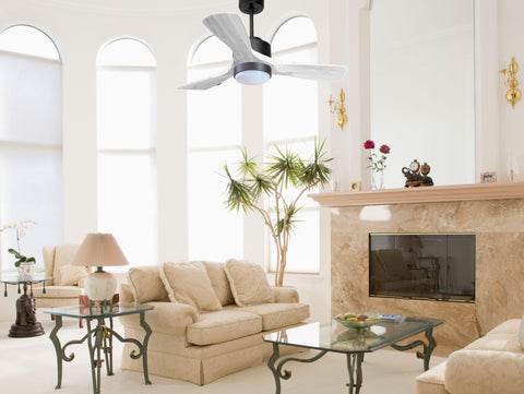 Ventilador de techo Modo Invierno/Verano Termostato Dimable Wifi Motor DC Techos Inclinados Mando a Distancia Luz tres tonos Hypersilence Memoria