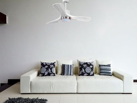 Ventilador de techo Modo Invierno/Verano Termostato Dimable Wifi Motor DC Techos Inclinados Mando a Distancia Luz tres tonos Hypersilence Memoria