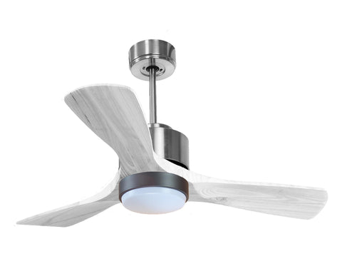 Ventilador de techo Modo Invierno/Verano Termostato Dimable Wifi Motor DC Techos Inclinados Mando a Distancia Luz tres tonos Hypersilence Memoria