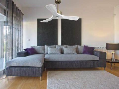 Ventilador de techo Modo Invierno/Verano Termostato Dimable Wifi Motor DC Techos Inclinados Mando a Distancia Luz tres tonos Hypersilence Memoria