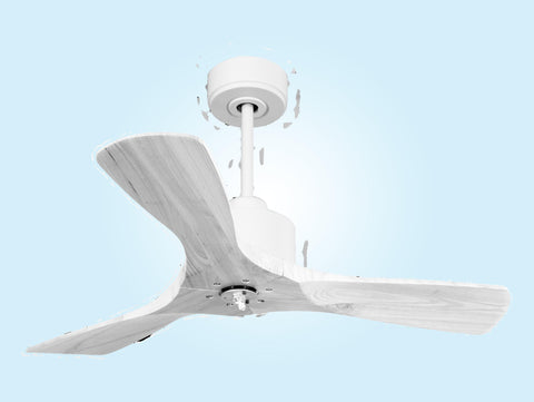 Ventilador de techo Modo Invierno/Verano Termostato Dimable Wifi Motor DC Techos Inclinados Mando a Distancia Luz tres tonos Hypersilence Memoria