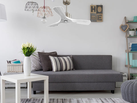 Ventilador de techo Modo Invierno/Verano Termostato Dimable Wifi Motor DC Techos Inclinados Mando a Distancia Luz tres tonos Hypersilence Memoria