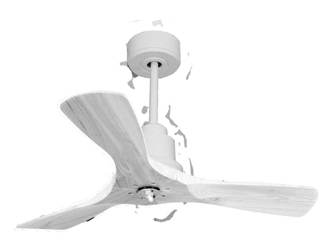 Ventilador de techo Modo Invierno/Verano Termostato Dimable Wifi Motor DC Techos Inclinados Mando a Distancia Luz tres tonos Hypersilence Memoria