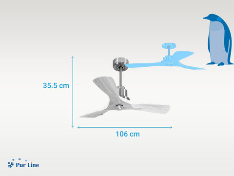 Ventilador de techo Modo Invierno/Verano Termostato Dimable Wifi Motor DC Techos Inclinados Mando a Distancia Luz tres tonos Hypersilence Memoria