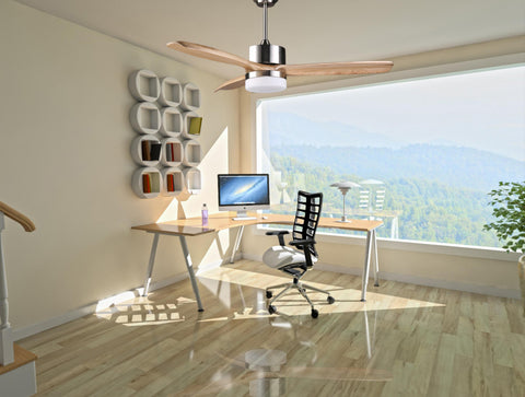 Ventilador de techo DC marrÃ³n aspas de 132cm con luz para 35m2