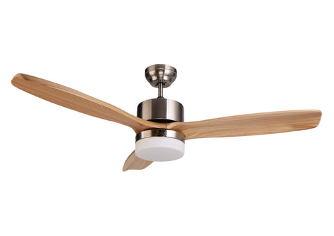 Ventilador de techo DC marrÃ³n aspas de 132cm con luz para 35m2