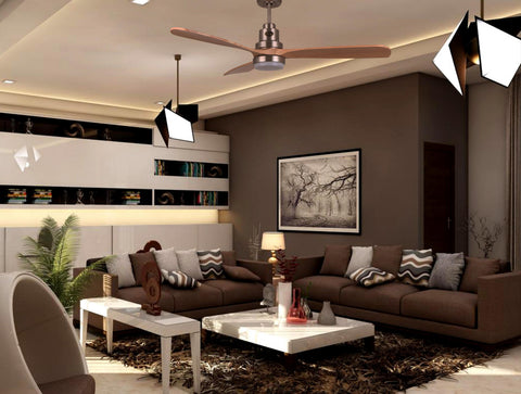 Ventilador de techo DC beige con aspas de madera 132cm y luz para 35m2