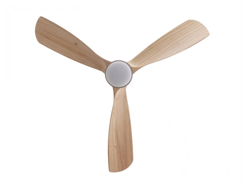 Ventilador de techo DC beige con aspas de madera 132cm y luz para 35m2