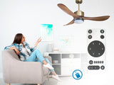 Ventilador de techo Reversible Termostato Wifi Motor DC Techos Inclinados Mando a Distancia Luz tres tonos Hypersilence Memoria