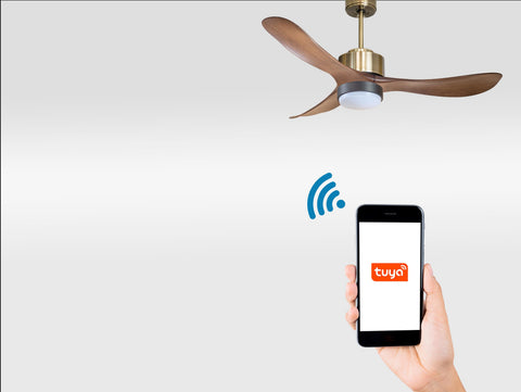 Ventilador de techo Reversible Termostato Wifi Motor DC Techos Inclinados Mando a Distancia Luz tres tonos Hypersilence Memoria