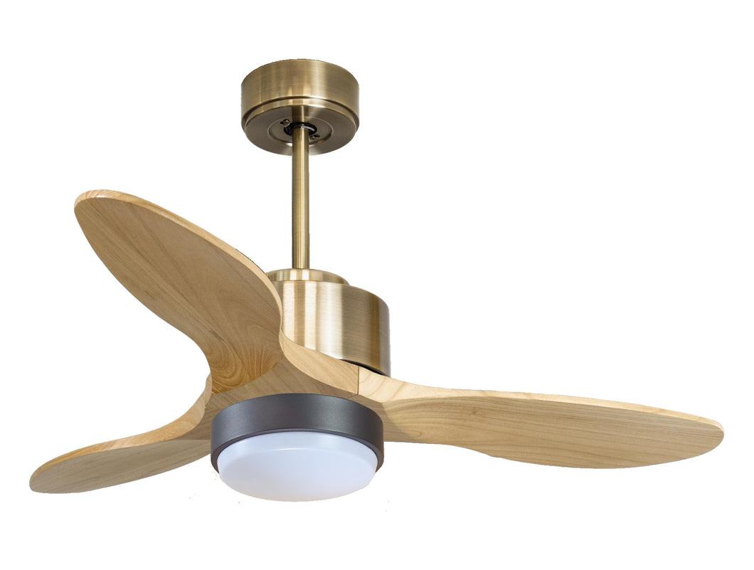 Ventilador de techo Reversible Termostato Wifi Motor DC Techos Inclinados Mando a Distancia Luz tres tonos Hypersilence Memoria