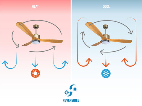 Ventilador de techo Reversible Termostato Wifi Motor DC Techos Inclinados Mando a Distancia Luz tres tonos Hypersilence Memoria