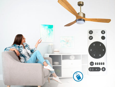 Ventilador de techo Reversible Termostato Wifi Motor DC Techos Inclinados Mando a Distancia Luz tres tonos Hypersilence Memoria