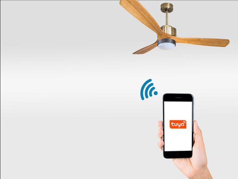 Ventilador de techo Reversible Termostato Wifi Motor DC Techos Inclinados Mando a Distancia Luz tres tonos Hypersilence Memoria