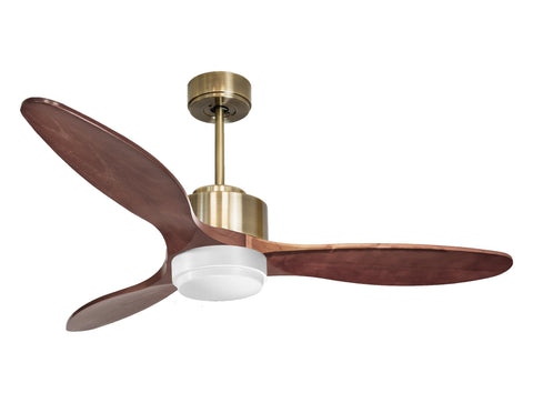 Ventilador de techo Reversible Termostato Wifi Motor DC Techos Inclinados Mando a Distancia Luz tres tonos Hypersilence Memoria