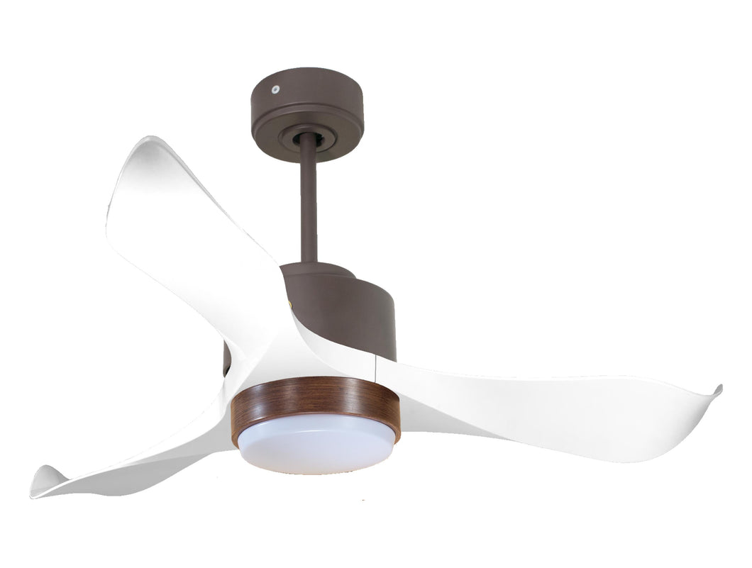 Ventilador de techo Reversible Termostato Wifi Motor DC Techos Inclinados Mando a Distancia Luz tres tonos Adaptador 2/3 Aspas Hypersilence Memoria