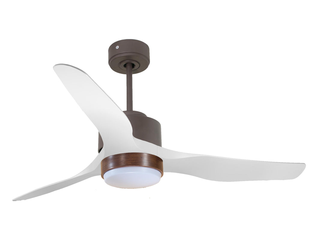 Ventilador de techo Reversible Termostato Wifi Motor DC Techos Inclinados Mando a Distancia Luz tres tonos Adaptador 2/3 Aspas Hypersilence Memoria