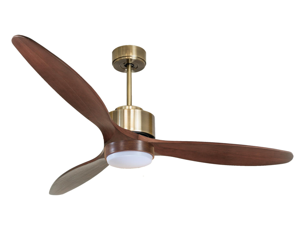 Ventilador de techo Reversible Termostato Wifi Motor DC Techos Inclinados Mando a Distancia Luz tres tonos Hypersilence Memoria