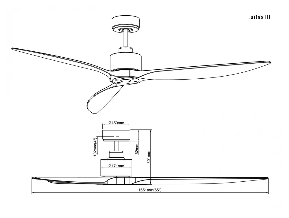 Ventilador de techo DC blanco con aspas de 166cm y para 65m2
