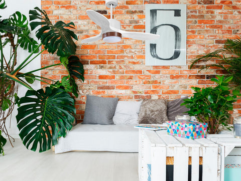 Ventilador de techo Modo Invierno/Verano Termostato Dimable Wifi Motor DC Techos Inclinados Mando a Distancia Luz tres tonos Hypersilence Memoria