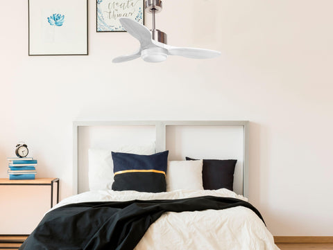 Ventilador de techo Modo Invierno/Verano Termostato Dimable Wifi Motor DC Techos Inclinados Mando a Distancia Luz tres tonos Hypersilence Memoria