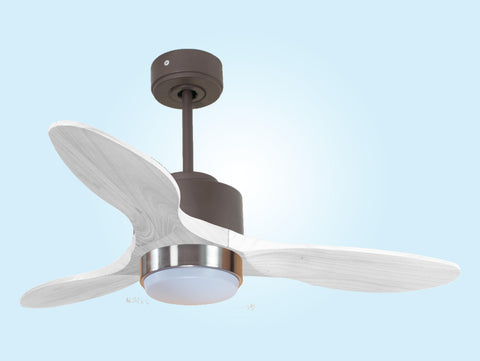 Ventilador de techo Reversible Termostato Dimable Wifi Motor DC Techos Inclinados Mando a Distancia Luz tres tonos Hypersilence Memoria