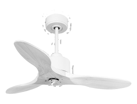 Ventilador de techo Modo Invierno/Verano Termostato Dimable Wifi Motor DC Techos Inclinados Mando a Distancia Luz tres tonos Hypersilence Memoria