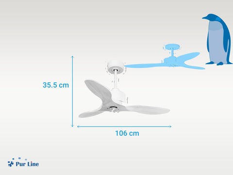 Ventilador de techo Modo Invierno/Verano Termostato Dimable Wifi Motor DC Techos Inclinados Mando a Distancia Luz tres tonos Hypersilence Memoria